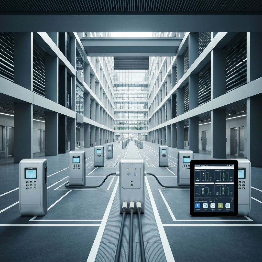 Modern access control system with card reader and security door