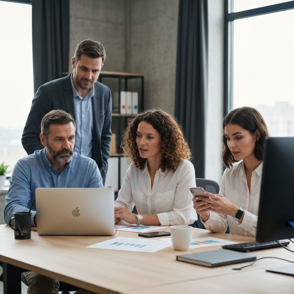 Small business team collaborating with IT support